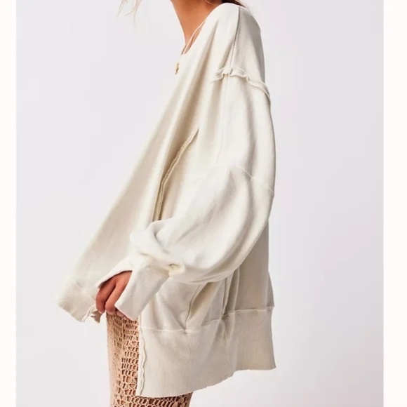 Free People We the Free Camden sweatshirt  off white - Small - Picture 3 of 10